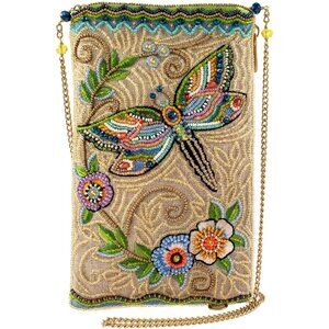 Soaring Spirit Beaded Dragonfly Crossbody Cell Phone Bag multicolor women's acce